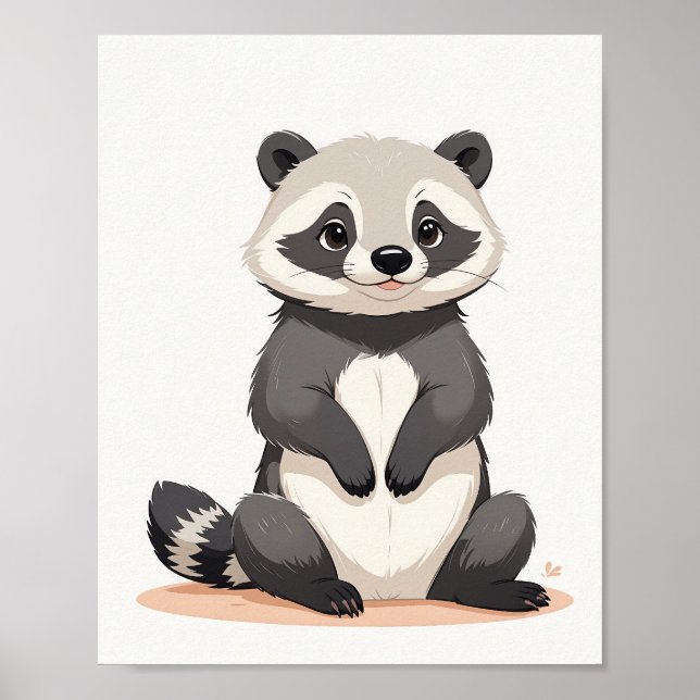 Póster Ilustracion Cute Raccoon (Frente)