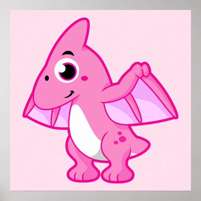 Póster Ilustracion Cuto De Un Pterodáctilo. (Frente)