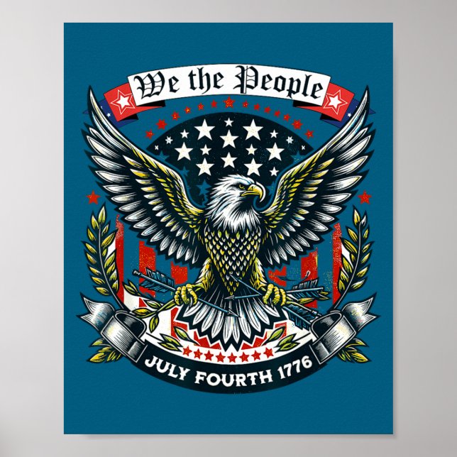 Póster Ilustración de 1776 Vida Libertad Búsqueda de la F (Frente)