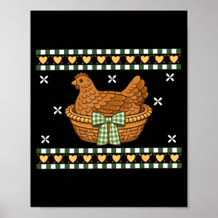 Póster Ilustración de abuela abuelita vintage gallina de