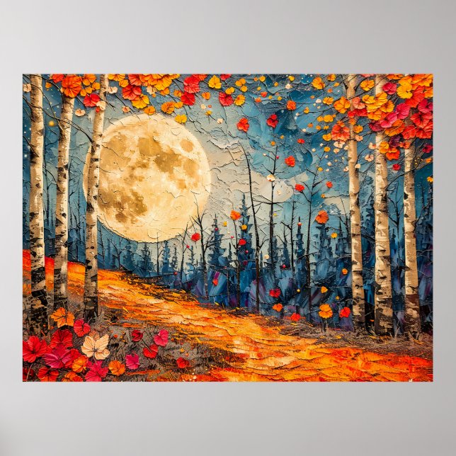 Póster Ilustracion de acuarela abstracta sobre luna llena (Frente)