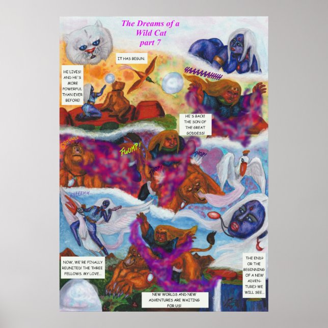 Póster Ilustración de acuarela Cómic de cuento corto fant (Frente)