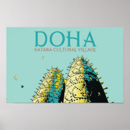 Póster Ilustracion de aldea cultural de Doha Katara Qatar
