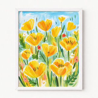 Póster Ilustración de amapolas de California