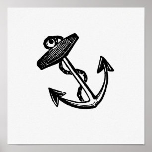 Póster Ilustracion de anclaje de época