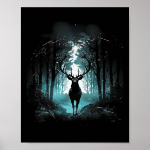 Póster Ilustracion de animales salvajes de ciervos forest