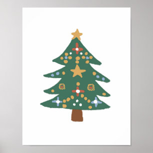 Póster Ilustración de árbol de Navidad Nordic Print