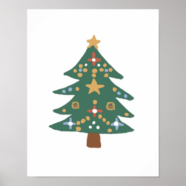 Póster Ilustración de árbol de Navidad Nordic Print (Frente)