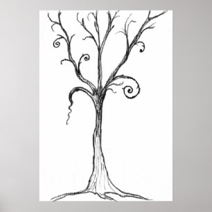 Póster Ilustracion de árbol gótico