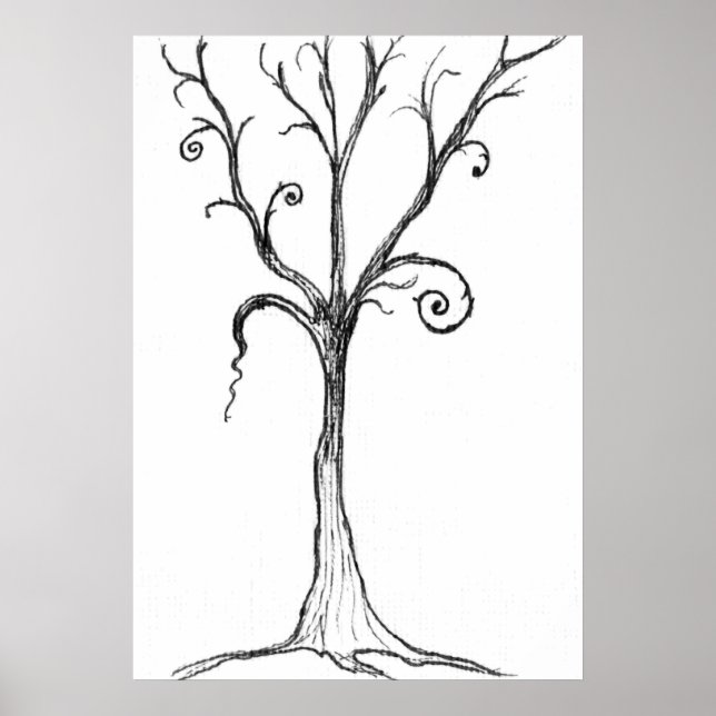 Póster Ilustracion de árbol gótico (Frente)