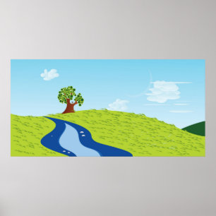 Póster Ilustracion de árbol solitario