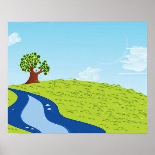 Póster Ilustración de árbol solitario
