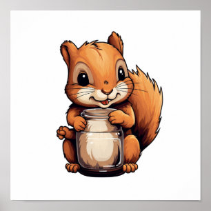 Póster ilustracion de ardilla personalizado