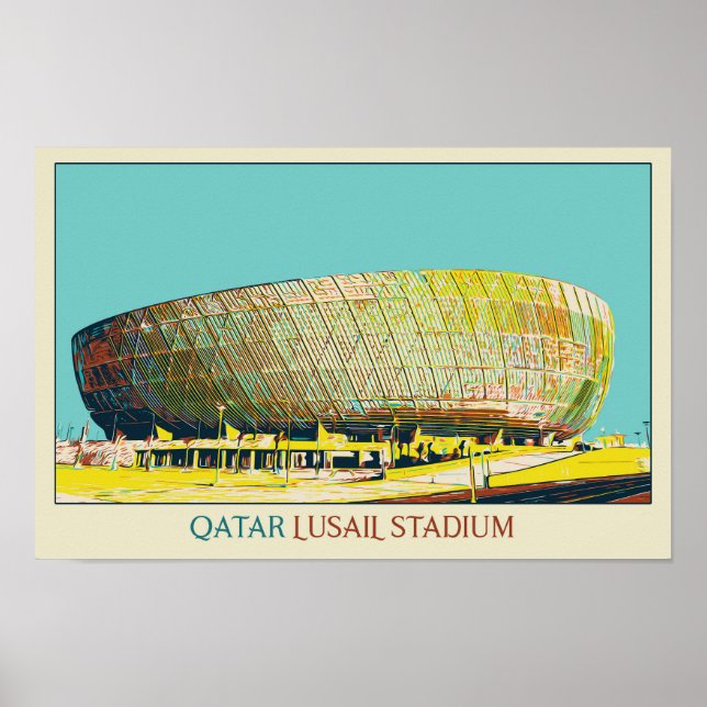 Póster Ilustracion de arquitectura del estadio Lusail Qat (Frente)
