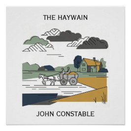 Póster Ilustración de arte lineal de Constable's Haywain