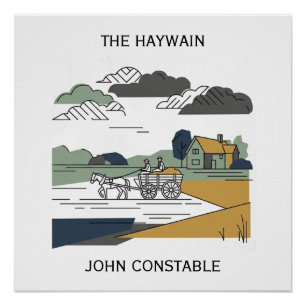 Póster Ilustración de arte lineal de Constable's Haywain
