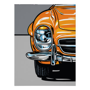 Póster Ilustración de arte pop frontal de automóvil depor