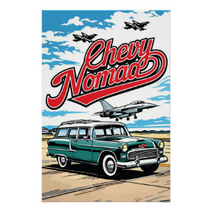 Póster Ilustración de Arte Pop Sky de Vagón Clásico Retro