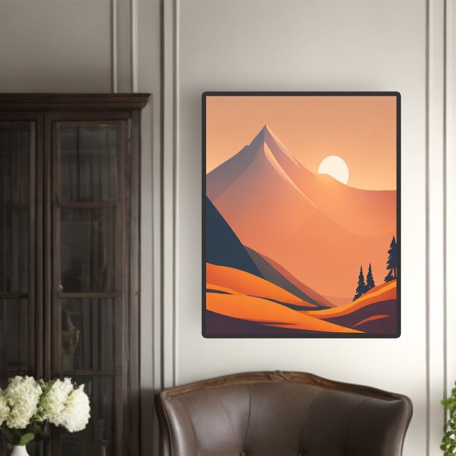 Póster Ilustracion de atardecer de los Montes Retro (Subido por el creador)