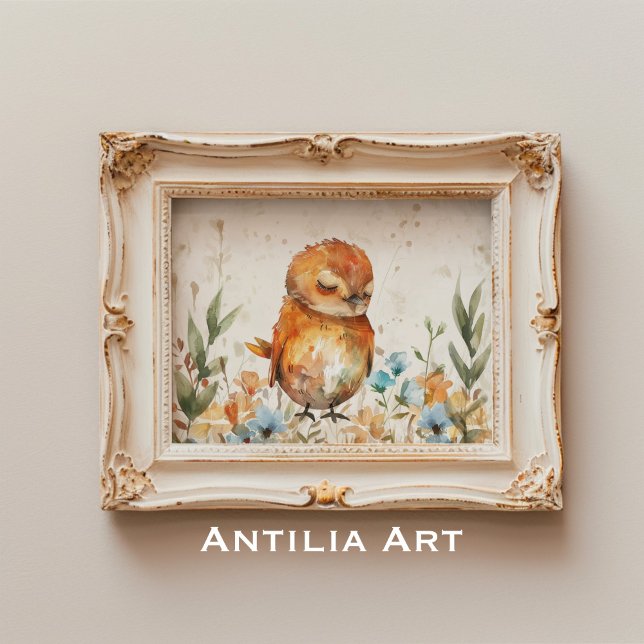 Póster Ilustracion de aves acuáticas Campo floral rústico (Subido por el creador)