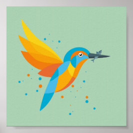 Póster Ilustracion de aves - Kingfisher