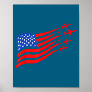 Póster Ilustración de avión patriótico bandera de Estados