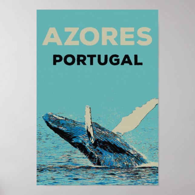Póster Ilustracion de ballenas jorobadas de Azores Portug (Frente)
