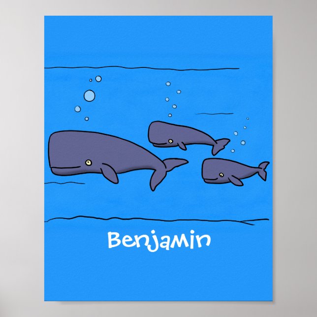 Póster Ilustracion de ballenas personalizados migratorias (Frente)