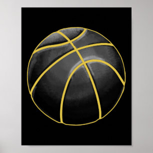 Póster Ilustracion de baloncesto Black Gold Ball Design S