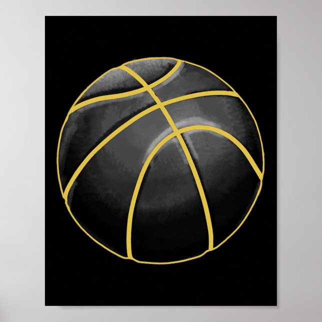 Póster Ilustracion de baloncesto Black Gold Ball Design S (Frente)