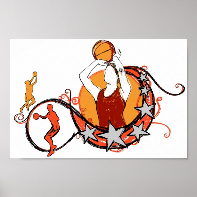 Póster Ilustracion de Baloncesto Femenino (Frente)