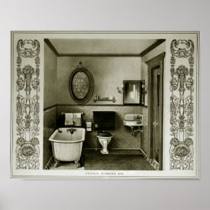 Póster Ilustración de Baño Vintage 1903