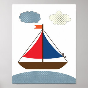 Póster Ilustración de barco para habitaciones de tema náu