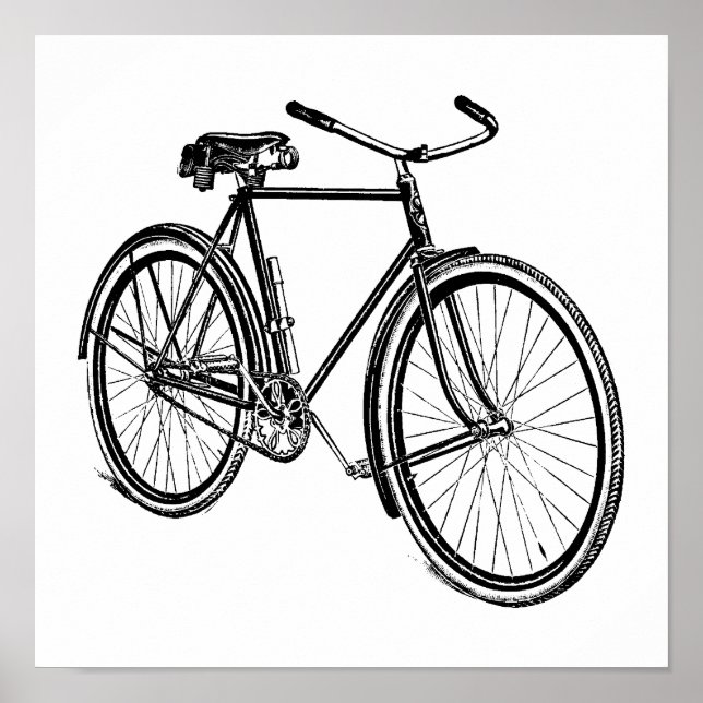 Póster Ilustracion de bicicleta de época (Frente)