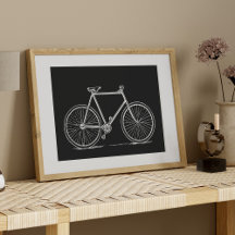 Ilustracion de bicicleta de época en blanco y negr