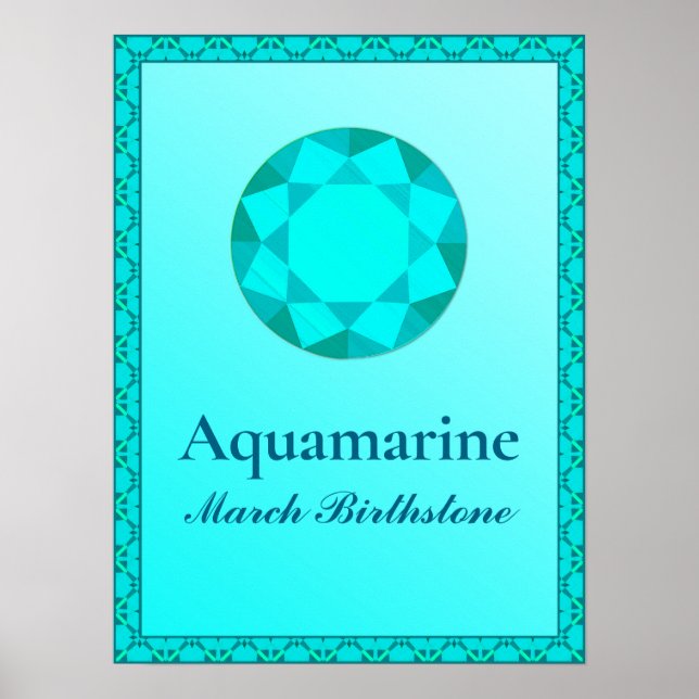 Póster Ilustracion de Birthstone para marzo- Aquamarine P (Frente)