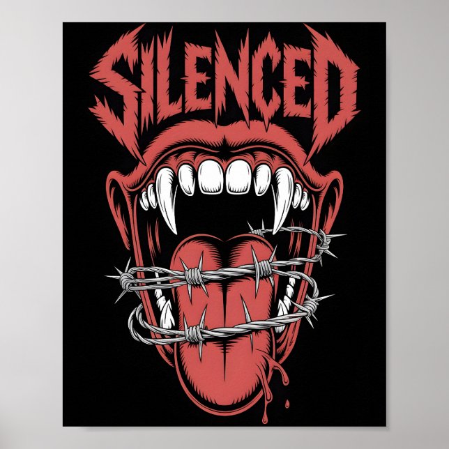 Póster Ilustración de boca de grito silencioso (Frente)