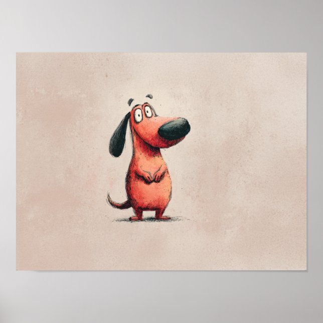 Póster Ilustración de boceto de perro de dibujos animados (Frente)