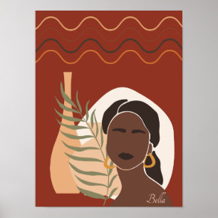 Póster Ilustracion de Boho Woman, Poster de Earthy Tones