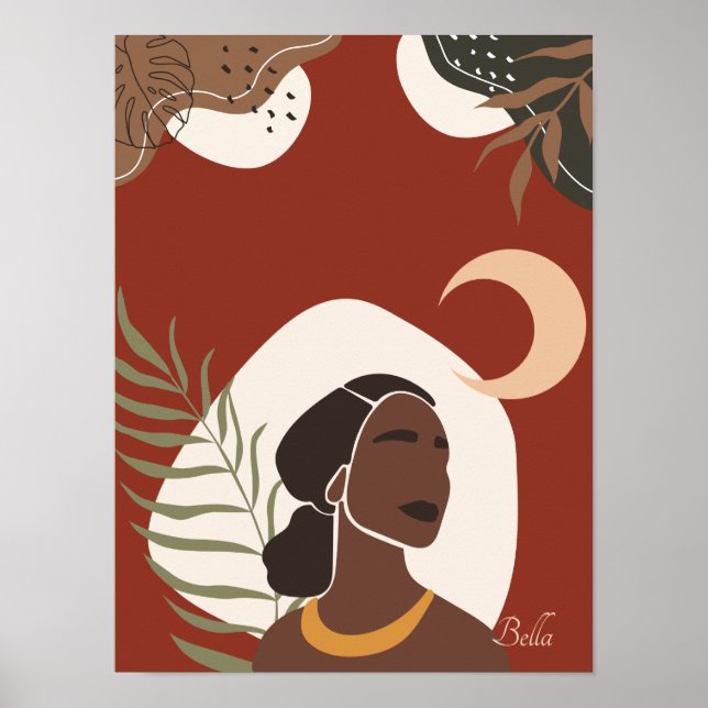 Póster Ilustracion de Boho Woman, Poster de Earthy Tones (Frente)