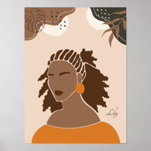 Póster Ilustracion de Boho Woman, Poster de Earthy Tones