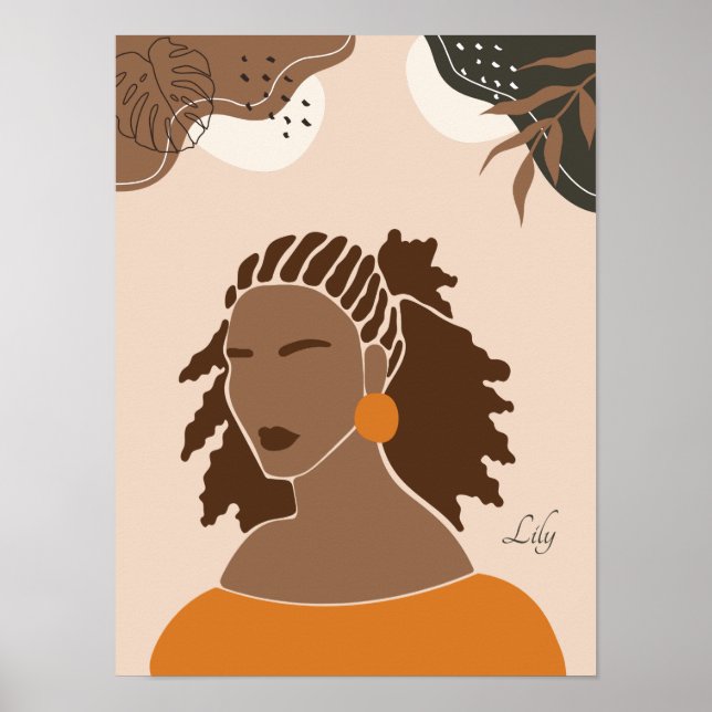 Póster Ilustracion de Boho Woman, Poster de Earthy Tones (Frente)