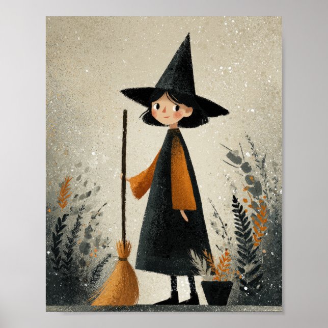 Póster Ilustracion de brujas caprichoso Halloween Nursery (Frente)