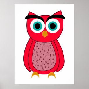 Póster Ilustración de búho rosa lindo