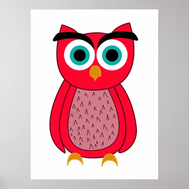 Póster Ilustración de búho rosa lindo (Frente)