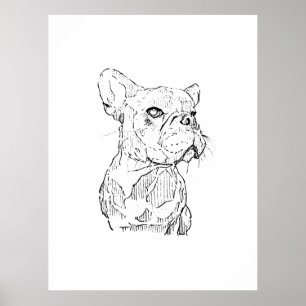 Póster Ilustración de Bulldog Francés, Personalizada