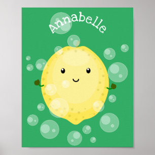 Póster Ilustracion de burbujas de personalizado de limón