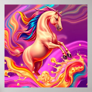 Póster Ilustración de caballo vibrante abstracto