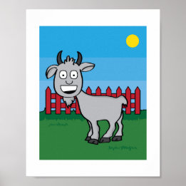 Póster Ilustracion de cabra dulce niños granja Poster de