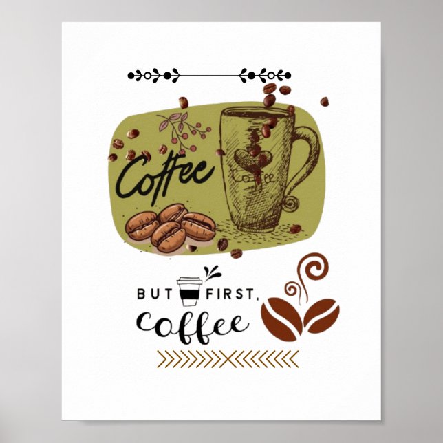 Póster Ilustración de Café (Frente)
